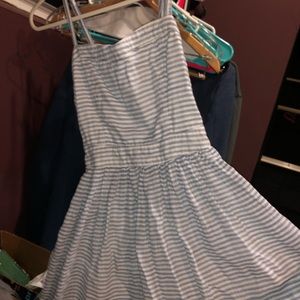 White and blue mini dress